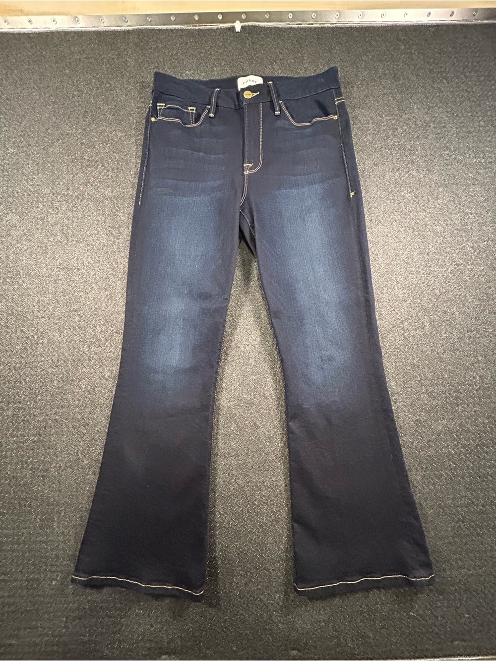 Frame Denim Le Crop Mini Boot Jeans Cabana Dark Indigo 30 High Rise Flare